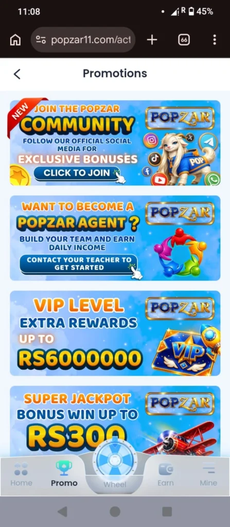 Popzar Game rewards